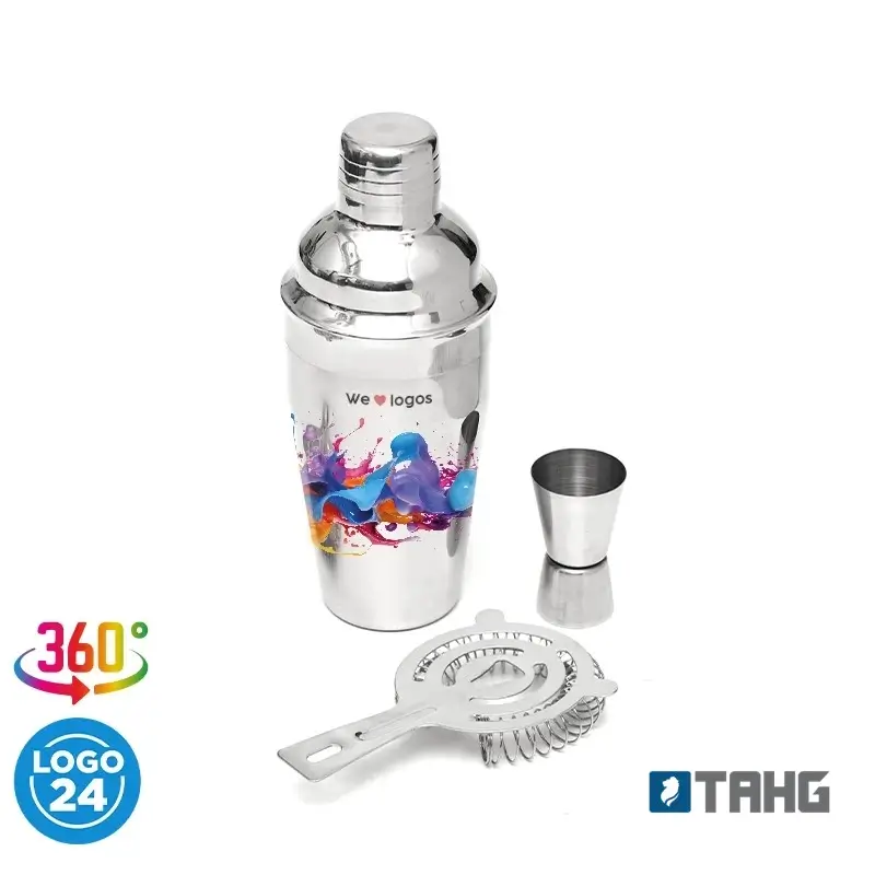 Coctail Set Barman acero inoxidable tapa colador Coctail Set Barman acero inoxidable tapa colador personalizado con logo empresa - Coctelería corporativo Chile
