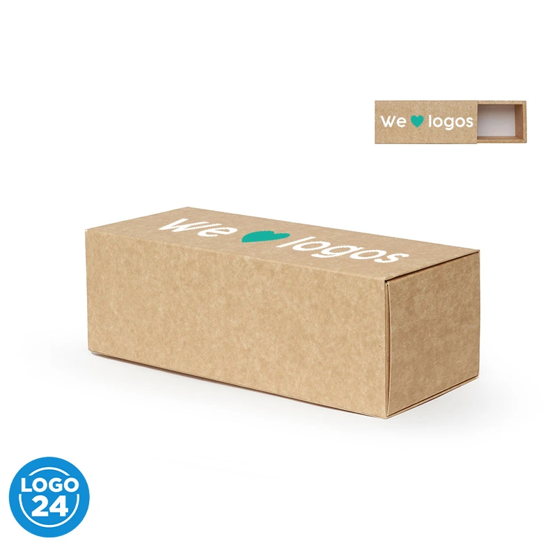 Caja Small cartulina kraft tapa deslizante personalizado con logo empresa - Bolsas de Papel corporativo Chile