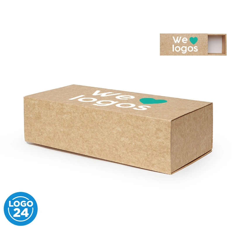 Caja Large cartulina kraft cajón deslizante personalizado con logo empresa - Bolsas de Papel corporativo Chile