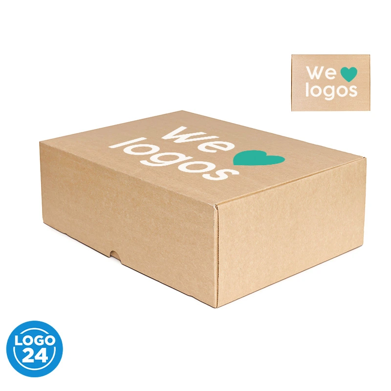 Caja Extra Large cartulina kraft, tapa abatible personalizado con logo empresa - Bolsas de Papel corporativo Chile