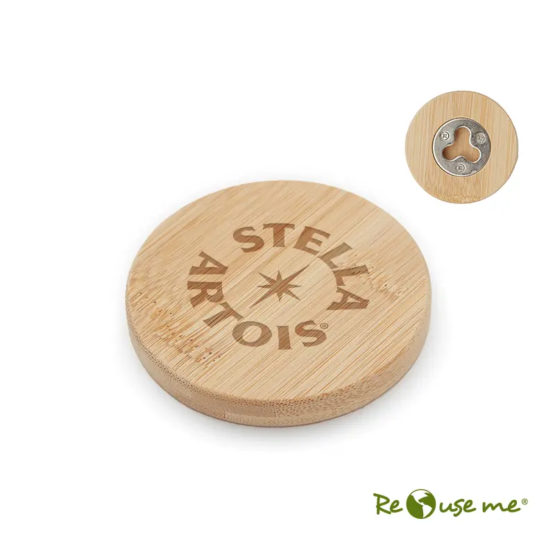 Destapador Uncap bambú y metal Destapador Uncap bambú y metal personalizado con logo empresa - Cocina y Mesa corporativo Chile