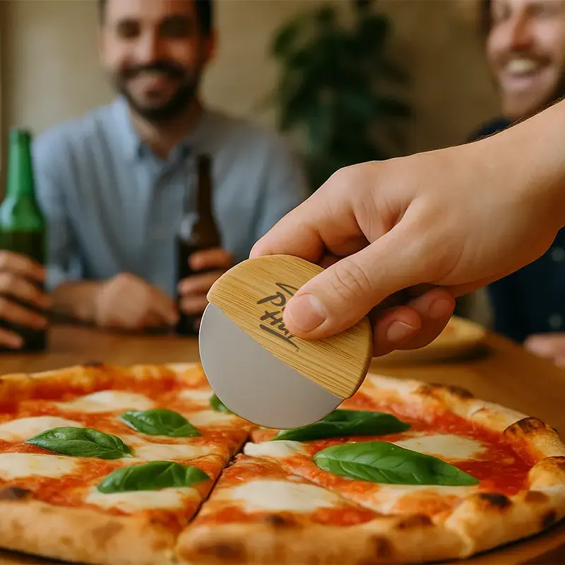 Corta Pizza Mass cuchilla acero inoxidable 430 Corta Pizza Mass cuchilla acero inoxidable 430 personalizado con logo empresa - Cocina y Mesa corporativo Chile