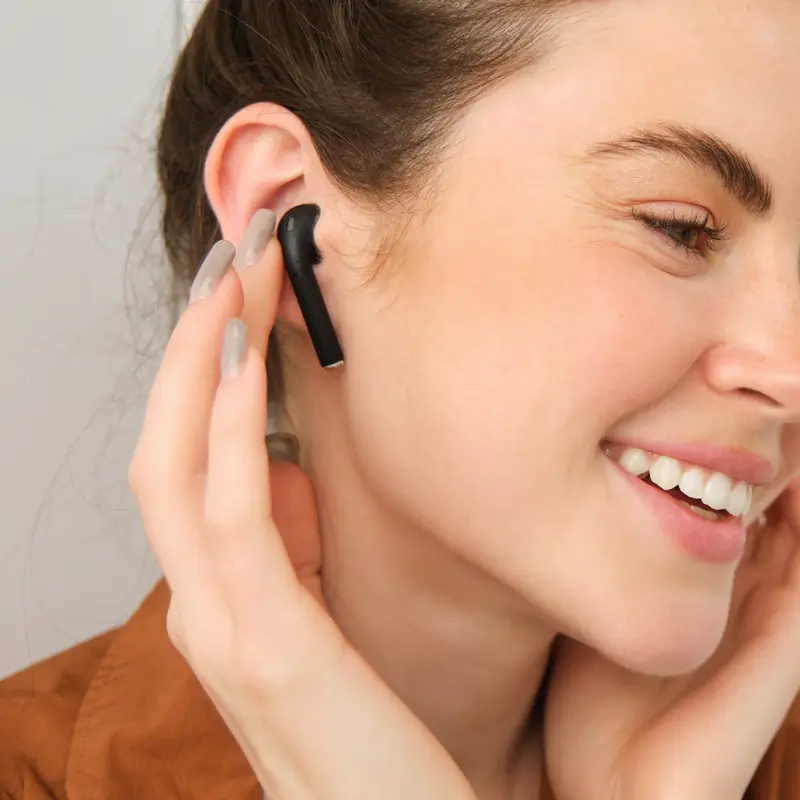 Auriculares Proton inalámbricos, micrófono personalizado con logo empresa - Audio corporativo Chile