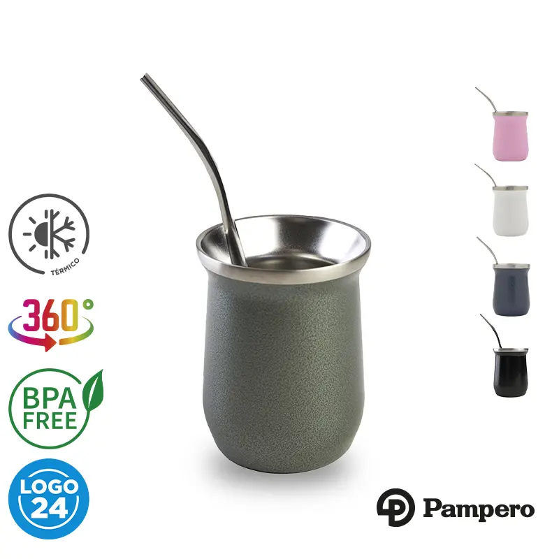 Mate Origen C/Bombilla Pampero acero inoxidable personalizado con logo empresa - Café y Té corporativo Chile