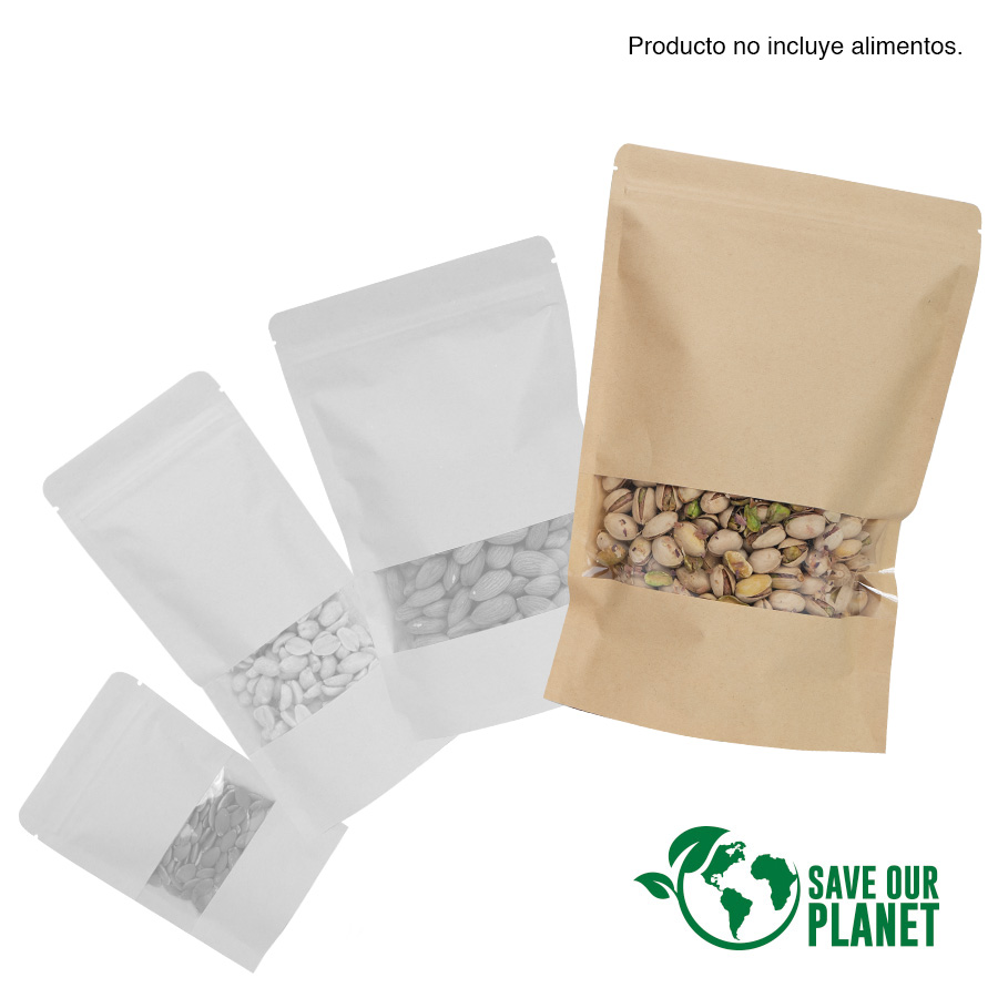 Bolsa Doypack 1500ml Papel Kraft personalizado con logo empresa - Bolsas de Papel corporativo Chile