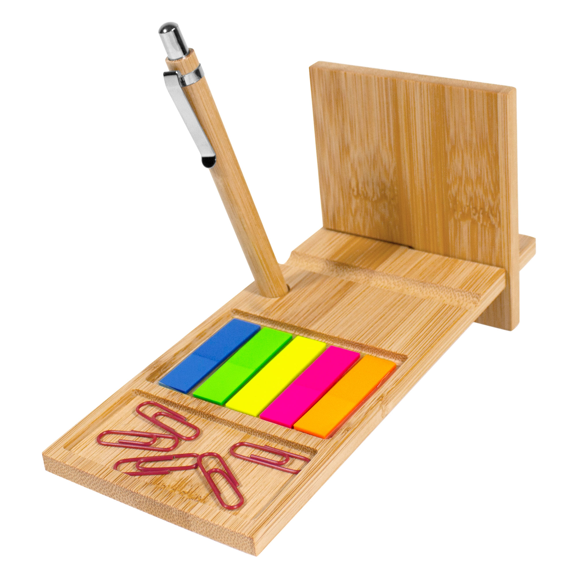 Organizador De Escritorio Nagano Desk bambú personalizado con logo empresa - Merchandising corporativo Chile