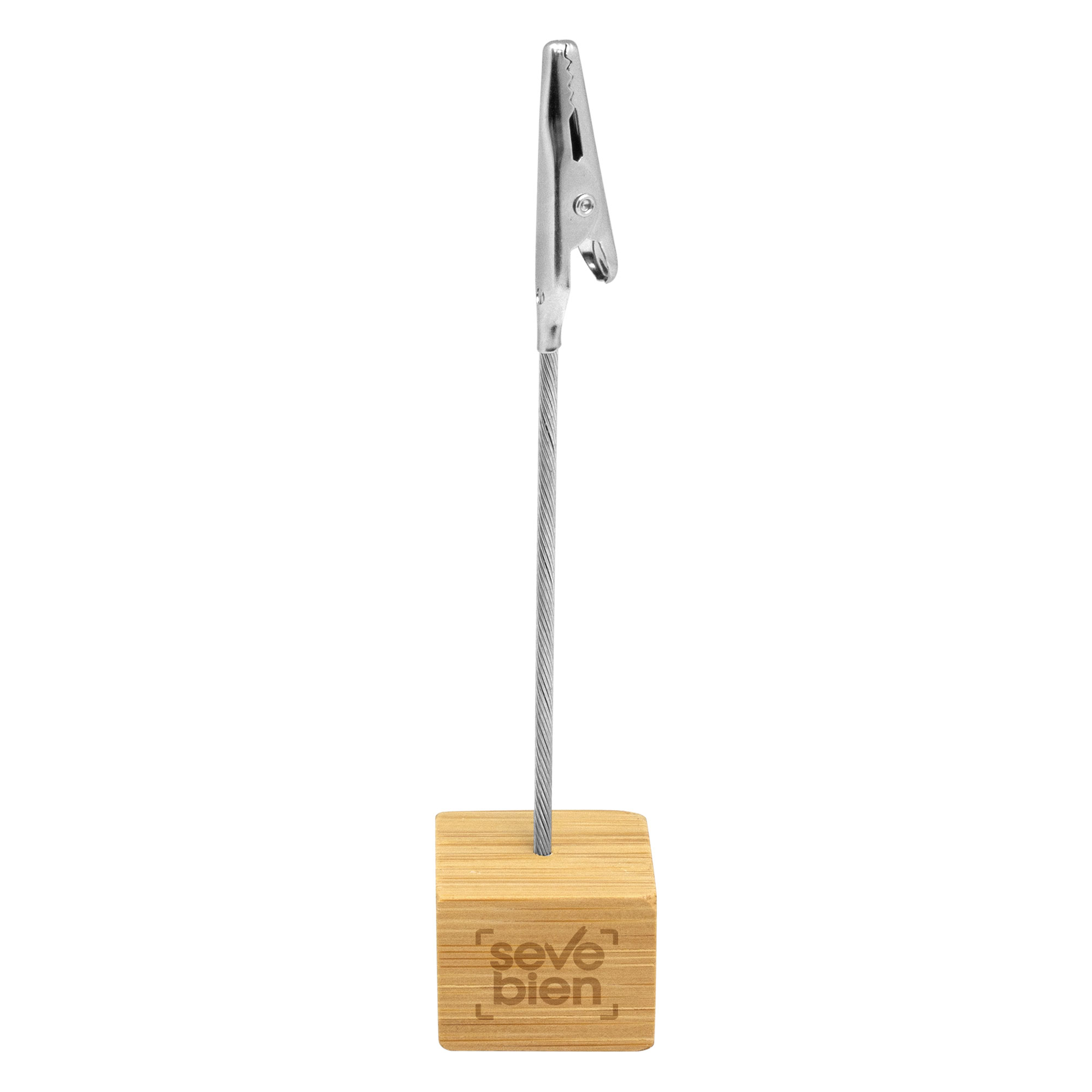 Memo Clip De Escritorio Bambstick bambú y metal Memo Clip De Escritorio Bambstick bambú y metal personalizado con logo empresa - Decoración corporativo Chile