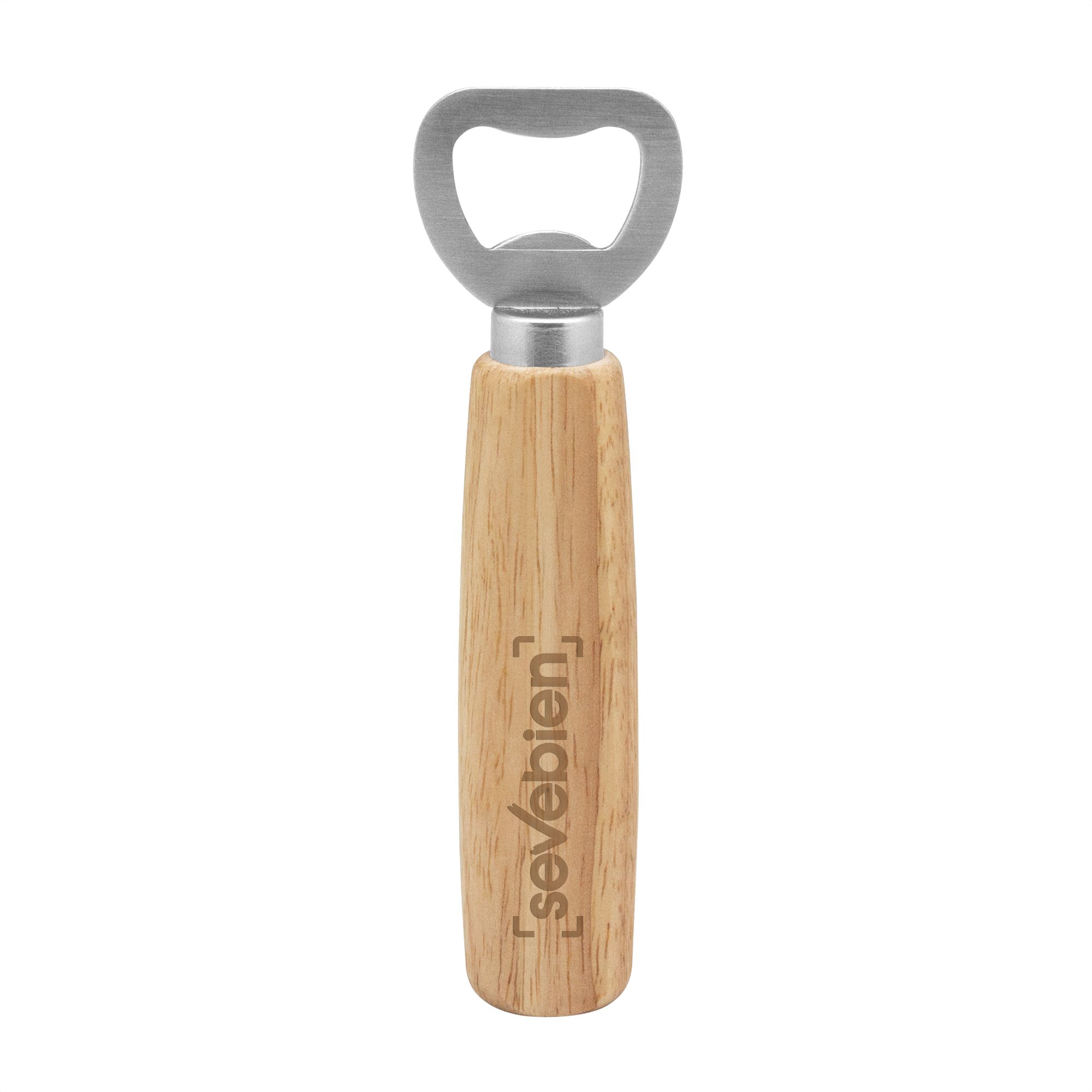 Abridor De Botellas Enjoy inox y madera personalizado con logo empresa - Catálogo de Merchandising Empresarial corporativo Chile