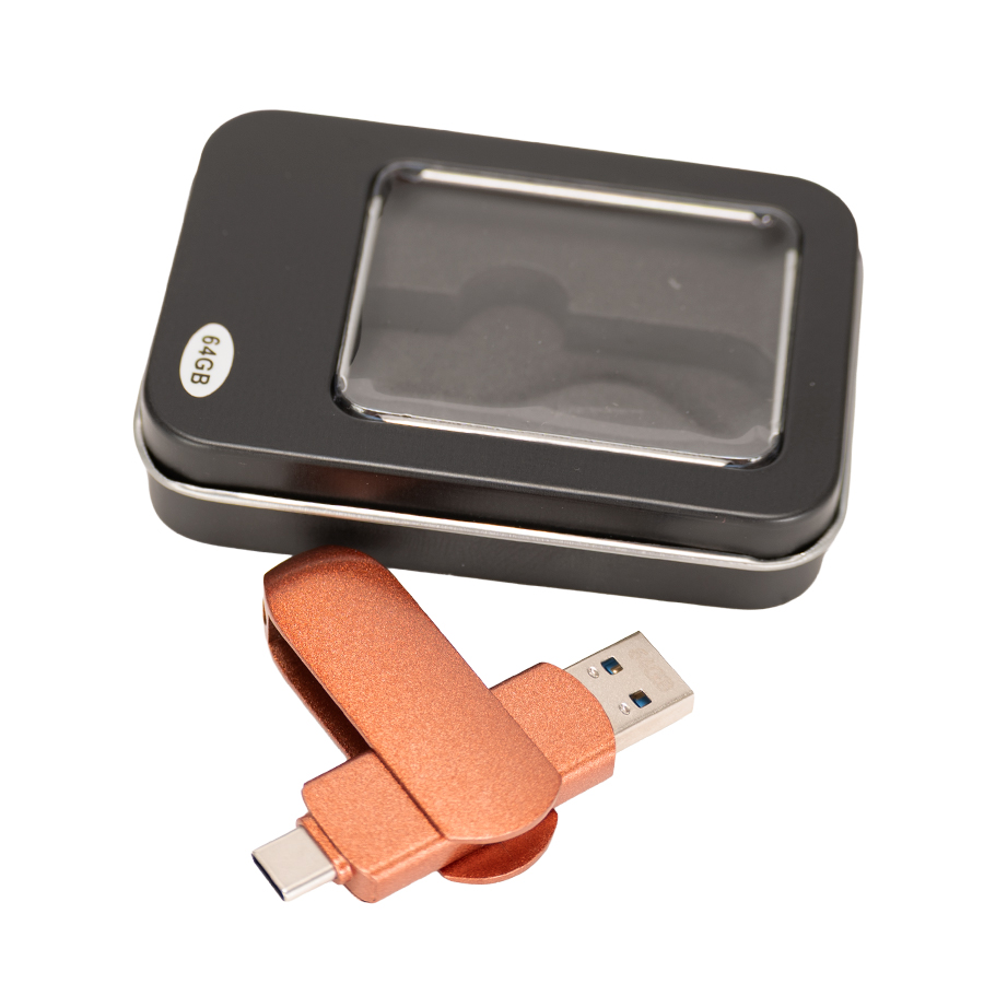 Pendrive Giro Encobrizado Otg Usb 3.0 / Type C U13 personalizado con logo empresa - Almacenamiento corporativo Chile