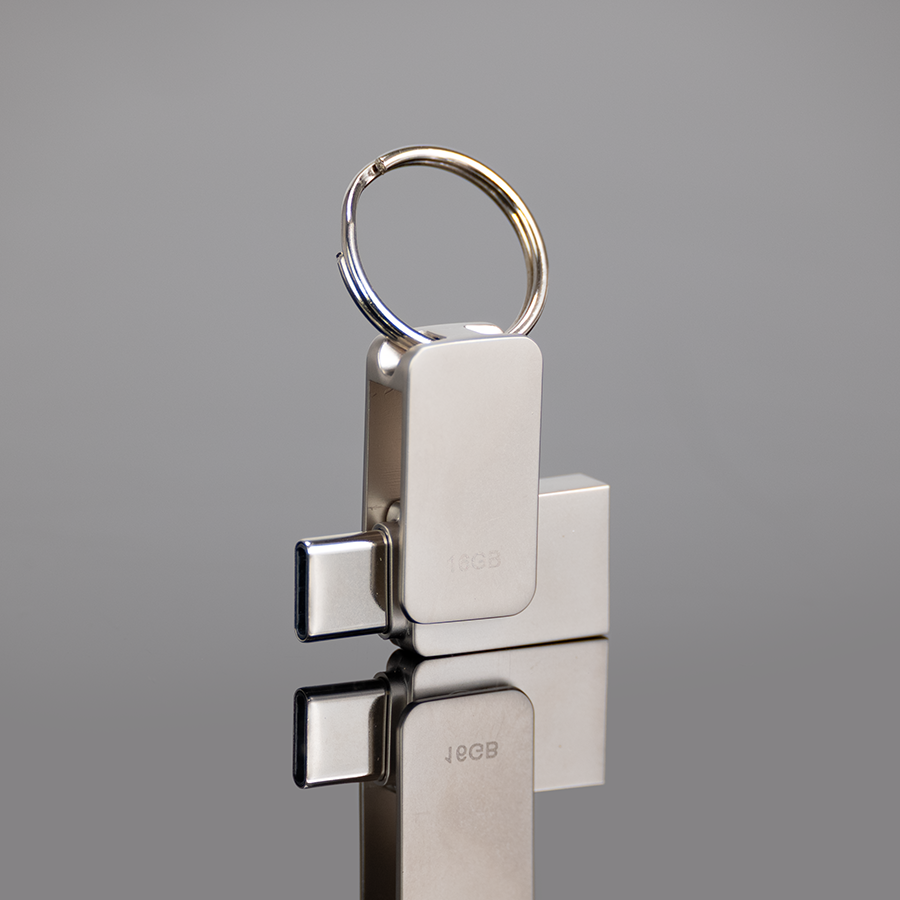 Usb 3.0 Mini-Pendrive Giro De Acero Inoxidable personalizado con logo empresa - Almacenamiento corporativo Chile