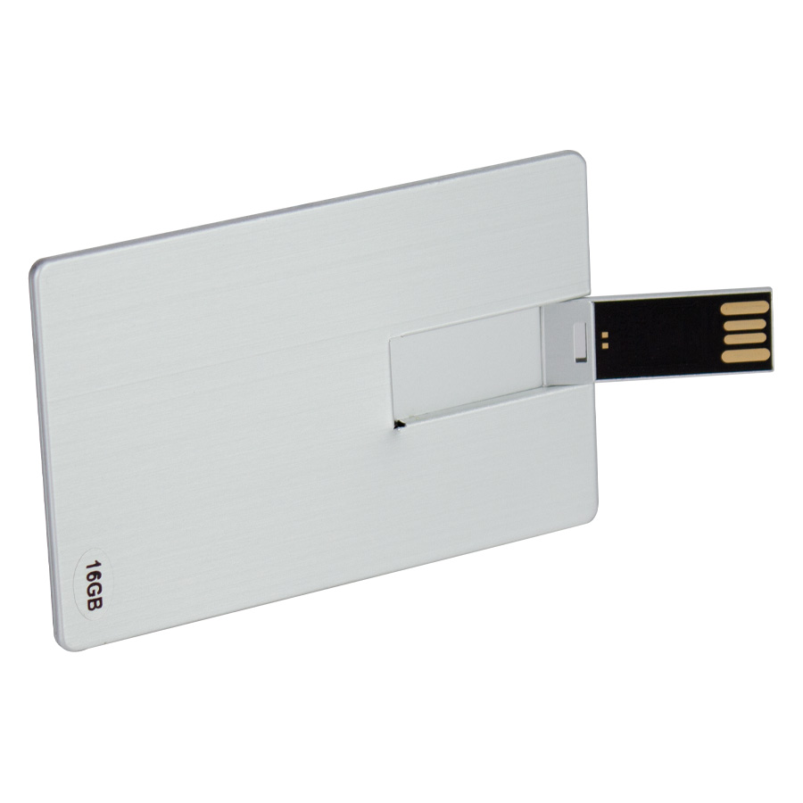 Usb Pendrive 16gb Credit Card Plateado. 16 GB inox personalizado con logo empresa - Almacenamiento corporativo Chile